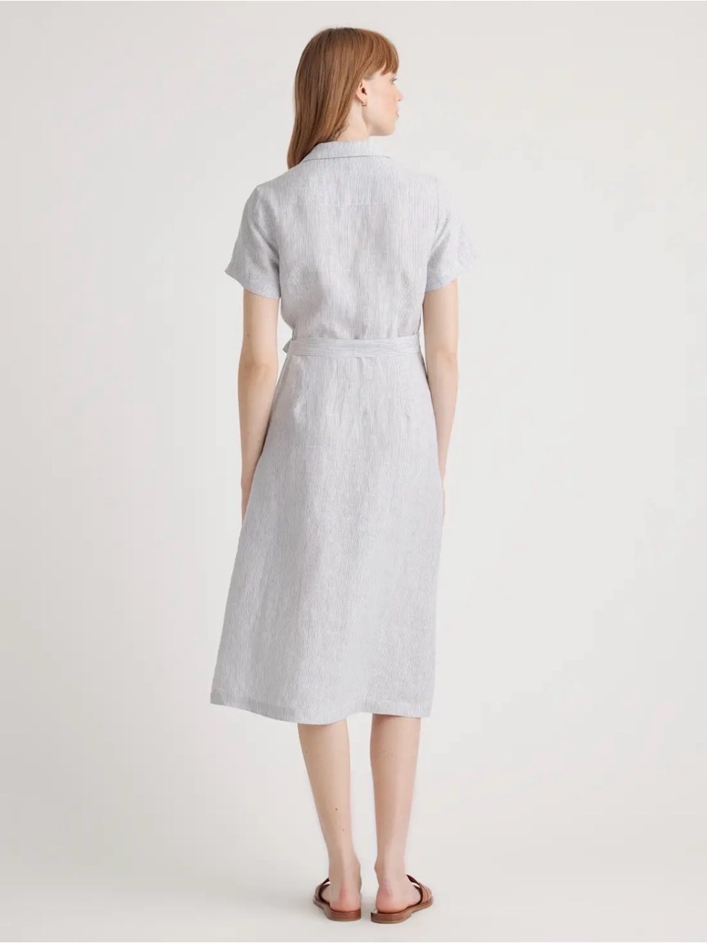 QUINCE 100% European linen blue pinstripe dress size S - Picture 4 of 8